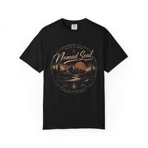 Nomad Soul mountain sunset graphic T-Shirt | Adventure outdoors travel tee image 6