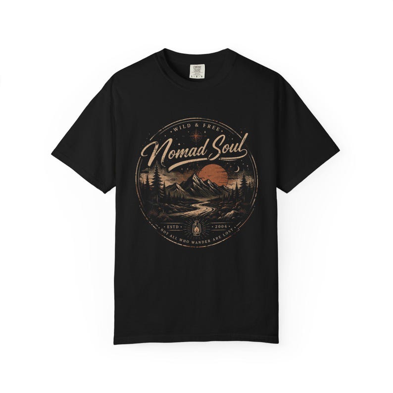 Nomad Soul mountain sunset graphic T-Shirt | Adventure outdoors travel tee image 6