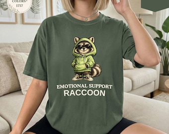 Emotional Support Raccoon Shirt, Funny Trash Panda Tee, Cute Raccoon Graphic T Shirt, Animal Lover Gift