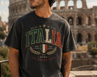 Italia Shirt, Italian Pride Graphic, La Dolce Vita Design, Vintage Italy Tee