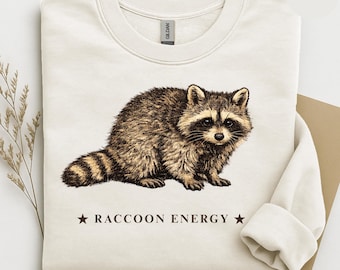 Raccoon Crewneck Sweatshirt, Woodland Animal Sweater, Cozy Forestcore Pullover
