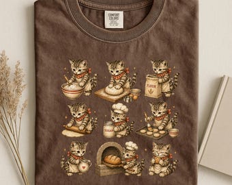 Baking Cat Shirt, Cozy Bakery Cat Tee, Sourdough Cat Lover Gift, Cottagecore Baking Shirt, Comfort Colors Graphic Tee