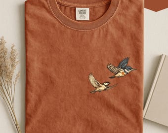 Flying Ducks Shirt, Bird Graphic Tee, Minimal Wildlife Shirt, Comfort Colors 1717 Tee, Cottagecore Bird Shirt