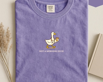 Dancing Flamingo Illustration T-shirt | Minimal Retro Bird Graphic | Unisex Garment Dyed Soft Cotton Tee for Casual Wear and Gift