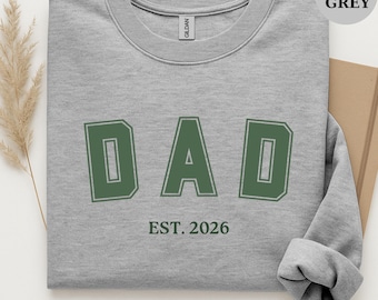 Personalized Dad Sweatshirt, Custom EST Year Crewneck, Minimal Father Sweatshirt