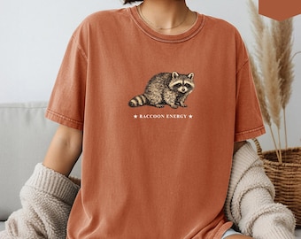 Raccoon Woodland Tee, Minimal Animal Shirt, Forestcore Graphic Top, Comfort Colors 1717