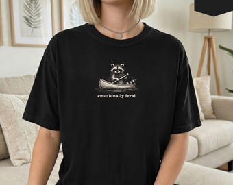 Emotionally Feral Raccoon Shirt, Funny Vintage Animal Tee, Cozy Cottagecore Graphic Top