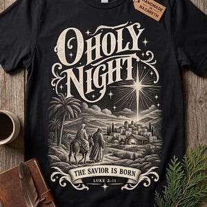 Oh, Santa Noche PNG, Diseño Navideño Cristiano, Arte de la Natividad, Escritura Lucas 2:11, Gráfico Vintage del Nacimiento de Jesús, Archivo de Transferencia DTF