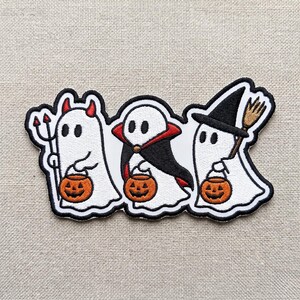 Cute Ghost Embroidered Patch, Halloween Ghost Patch, Trick or Treat Iron On Patch, Spooky Witch Vampire Devil Ghost Badge, Halloween Gift