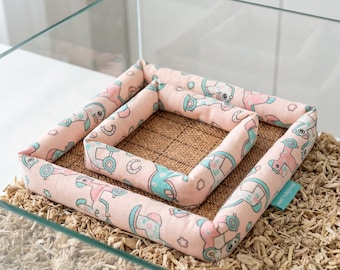 Hamster Cooling Bed, Pink Summer Ice Silk Mat Nest for Syrian Hamster, Guinea Pig & Small Pet
