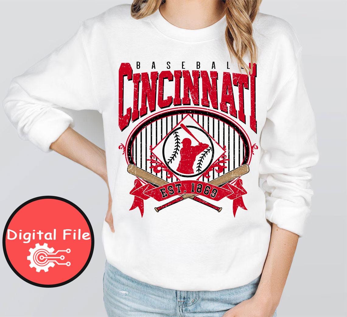 Vintage Cincinnati Baseball PNG, Retro Baseball Graphic EST 1881 ...