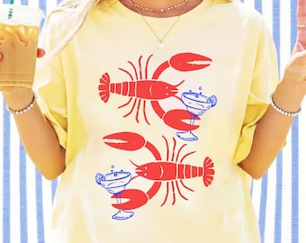 Lobsters and Martini PNG, Summer Cocktail Beach Design, Ocean Party Graphic, Vacation Shirt