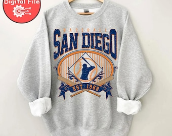 Vintage San Diego Baseball PNG, Baseball rétro graphique EST 1969, Option de nom d'équipe personnalisé, conception de chemise de jour de match, téléchargement PNG sublimation