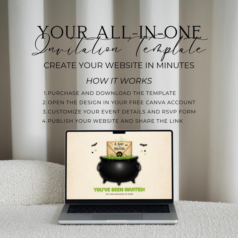 A Baby Is Brewing Halloween Baby Shower Website Invitation With RSVP | Digital Spooky Invite | Editable Canva Template | Music Included
