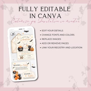 A Little Boo Is Almost Due Baby Shower Website Invitation With RSVP | Animated Fall Invite | Editable Canva Template | Music Included