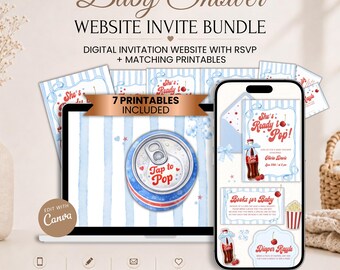 Einladungspaket für die Babyparty (inkl. Antwortmöglichkeit) | Willkommensschild & passende Druckvorlagen | Bearbeitbare Canva-Vorlage | Blaue Version