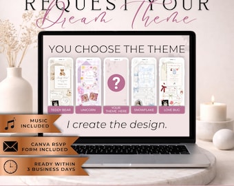Custom Theme Website Invitation With RSVP | Baby Shower, Birthday & Bridal Shower | Canva Website Invitation