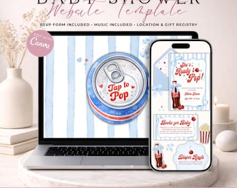 She's Ready To Pop Soda Baby Shower Website Invite With RSVP | Blue Version
