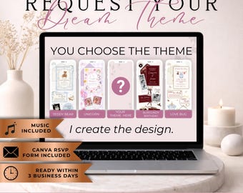 Custom Theme Website Invitation With RSVP | Baby Shower, Birthday & Bridal Shower | Canva Website Invitation