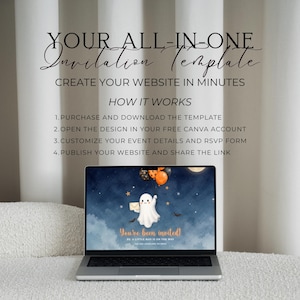 A Little Boo Is Almost Due Baby Shower Website Invitation With RSVP | Animated Fall Invite | Editable Canva Template | Music Included