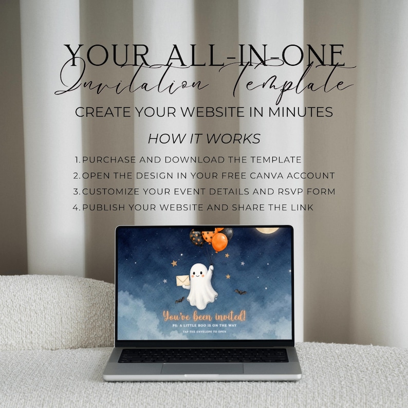 A Little Boo Is Almost Due Baby Shower Website Invitation With RSVP | Animated Fall Invite | Editable Canva Template | Music Included
