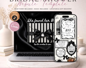 She Found Her Boo Bridal Shower Website Invitation With RSVP | Digital Halloween Ghost Invite | Editable Canva Template | Music Included