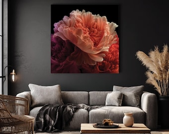 Röd pionblomma Canvastavla Elegant botanisk tavla, Modern heminredning