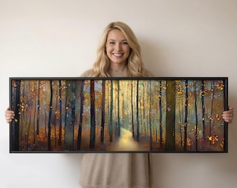 Panoramic Forest Wall Art, Framed Canvas Landscape Decor