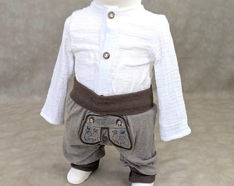 Kinder Trachtenhemd Jungen – Musselin Baumwolle – Handgefertigt – Weiß – Größen 50–98 – Trachten Outfit