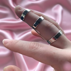 Modernist Sterling Silver Triple Band Full Finger Armor Ring