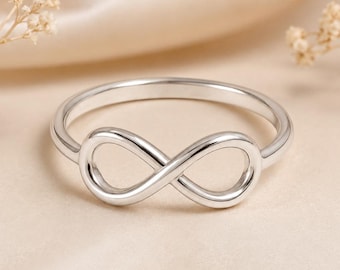 Sterling Silver Infinity Ring, Minimalist Boho Statement Jewelry