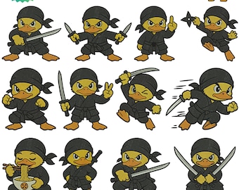 Ninja Duck Embroidery Design, Funny Duck Ninja File, Martial Arts Animal Stitch, Cute Duck Embroidery, Machine Embroidery Download