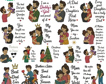 Family Love Embroidery Design, Mom Dad Brother Sister Quote Pattern, Family Quote Embroidery Design Machine Embroidery File Bundle
