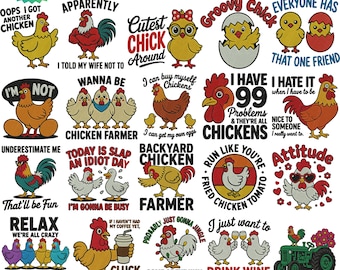 Sarcastic Chicken Embroidery Design Funny Hen Quote File Cute Farm Animal Machine Embroidery Pattern Instant Download, Machine Embroidery