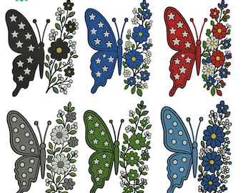 Butterfly Embroidery Design, Floral Butterfly Embroidery File, Flower Embroidery Pattern, Floral Embroidery File Machine Embroidery