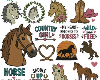 Horse Embroidery Design, Horse Embroidery File, Running Horse Pattern, Farm Animal Machine Embroidery, Horse Lover Gift, Instant Download