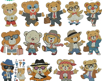 Bear Embroidery Design, Cute Teddy Bear Machine Embroidery File, Nursery Animal Stitch Pattern, Instant Download Gift, Baby Nursery Animal