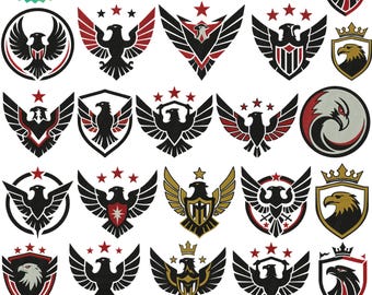 Eagle Embroidery Design, Flying Eagle Embroidery, Eagle Head Logo, Eagle Silhouette Bird Embroidery File Line Art Pattern SVG Digital Art HQ