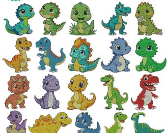 Cute Dinosaur Embroidery Patch, Kawaii Dino Applique, Baby Nursery Décor, Dinosaur Gift for Kids, Handmade Embroidered Patch