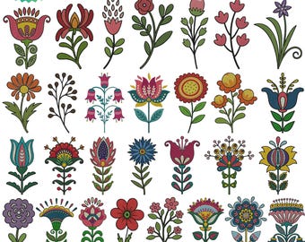 Floral Embroidery Design, Flower Embroidery File, Botanical Stitch Pattern, Instant Download, Machine Embroidery Design, Flower Embroidery