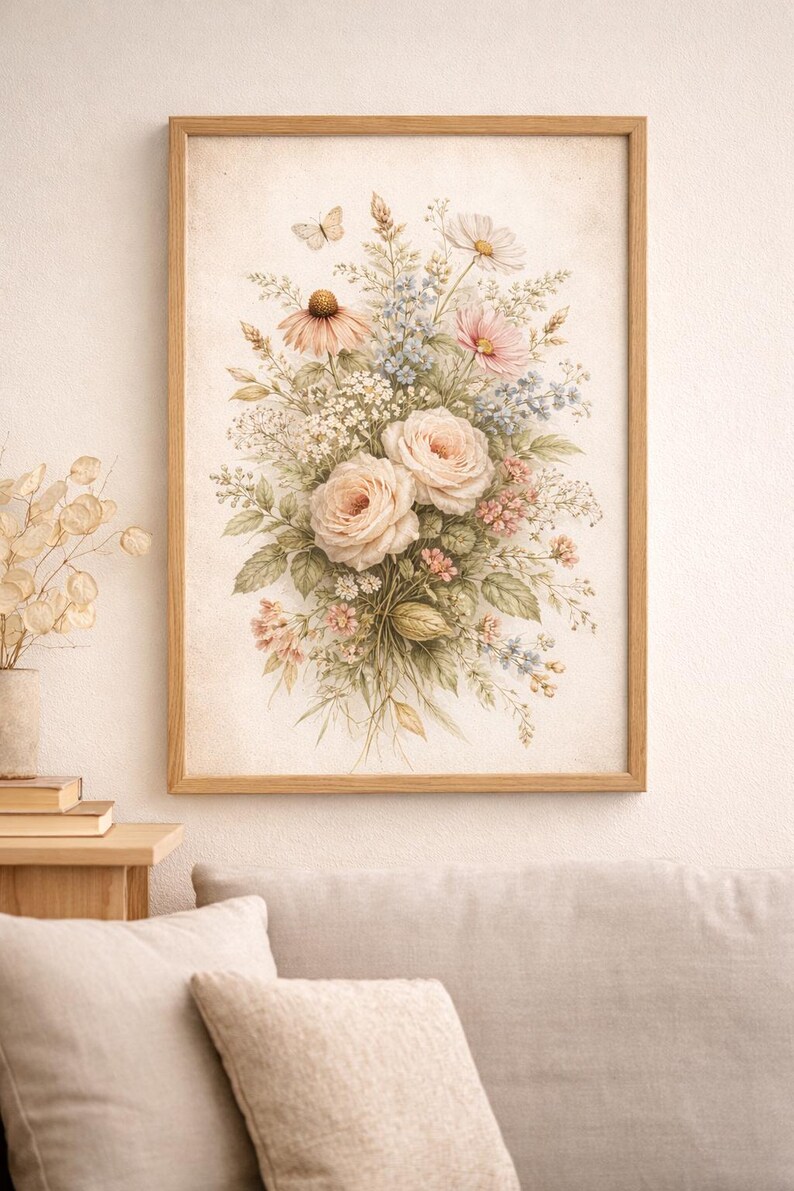 Moody Floral Wall Art | Vintage Victorian Flower Print | Printable ...