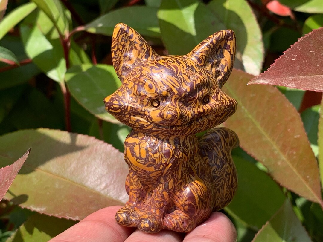 Hand Carved Calligraphy Stone Fox Skull: Crystal Healing Decor (2.3 ...