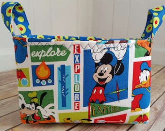 Fabric storage basket, mickey mouse fabric basket, Mickey mouse nursery, Disney fabric basket, Disney Teacher gift, Explorer basket