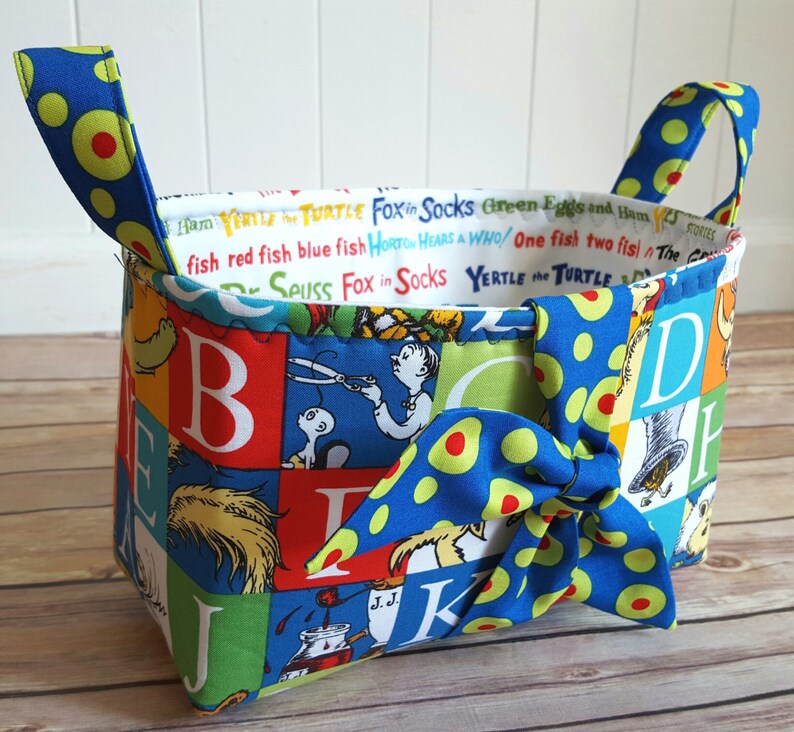 Fabric storage basket fabric organization basket Dr. Seuss Etsy