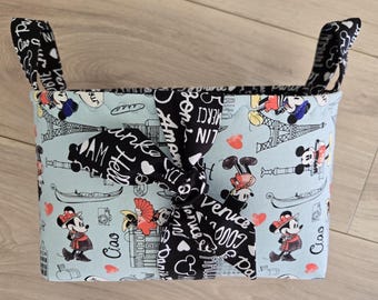 Fabric storage basket, mickey mouse fabric basket, Disney fabric basket, Disney Teacher gift, Mickey and Minnie basket, Mickey and Minnie
