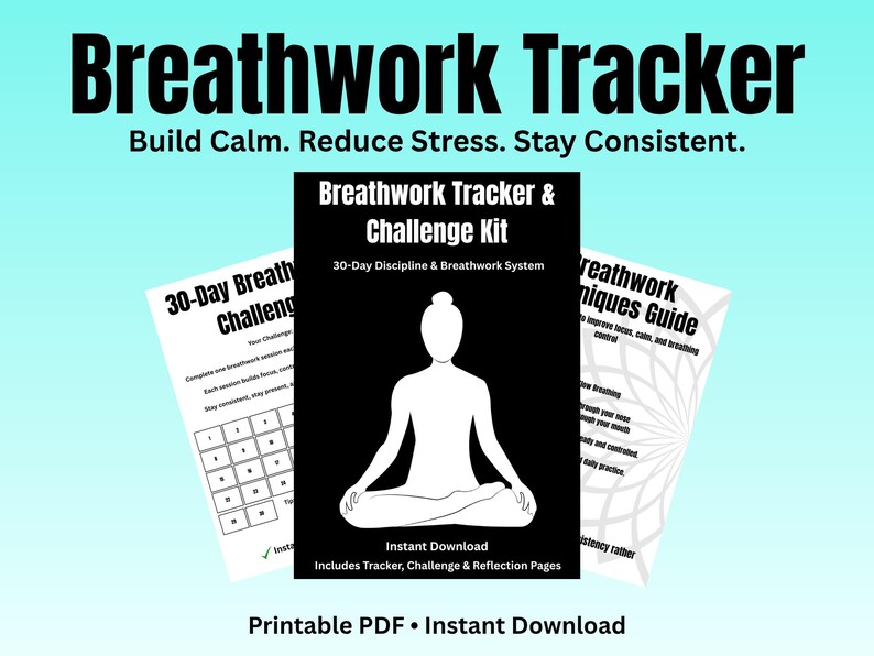 Breathwork Tracker Printable PDF | Daily Habit Tracker | Mindfulness ...