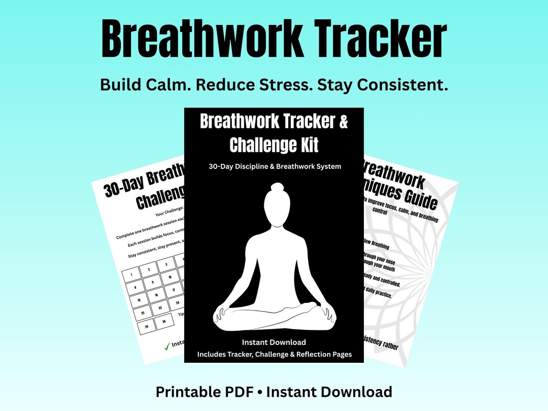 Breathwork Tracker Printable | Daily Habit, Anxiety Relief, Wellness Planner (instant Download ...