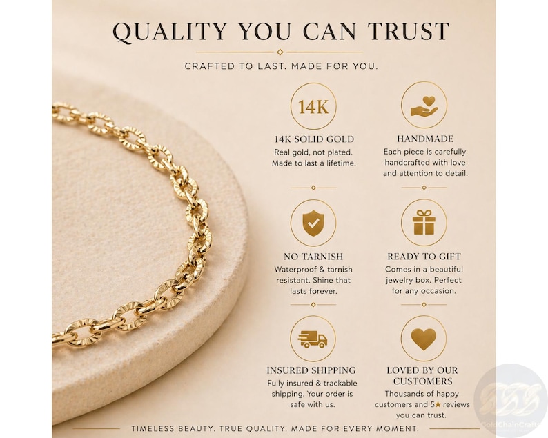 14k Solid Gold Bracelet: 4mm Diamond Cut Cable Chain Wrist Jewelry