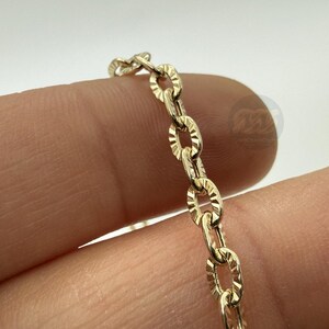 14k Solid Gold Bracelet: 4mm Diamond Cut Cable Chain Wrist Jewelry