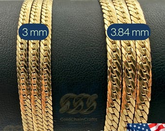 14K Solid Gold Cuban Link Bracelet | Miami Curb Chain Wrist Jewelry